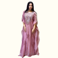 Side view showcasing the airy, light movement of Rubeena Ameen blush orchid mul cotton dress