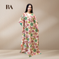 Rubeena Ameen vibrant multi-color floral kaftan dress in premium natural crepe