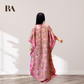 back view of women wearing rosegold zari work kaftan