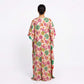 Multi flora tissue silk kaftan dress with pink and green floral print, back view