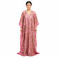 Rose gold embroidered tissue silk kaftan dress with sequin paisley design, front view